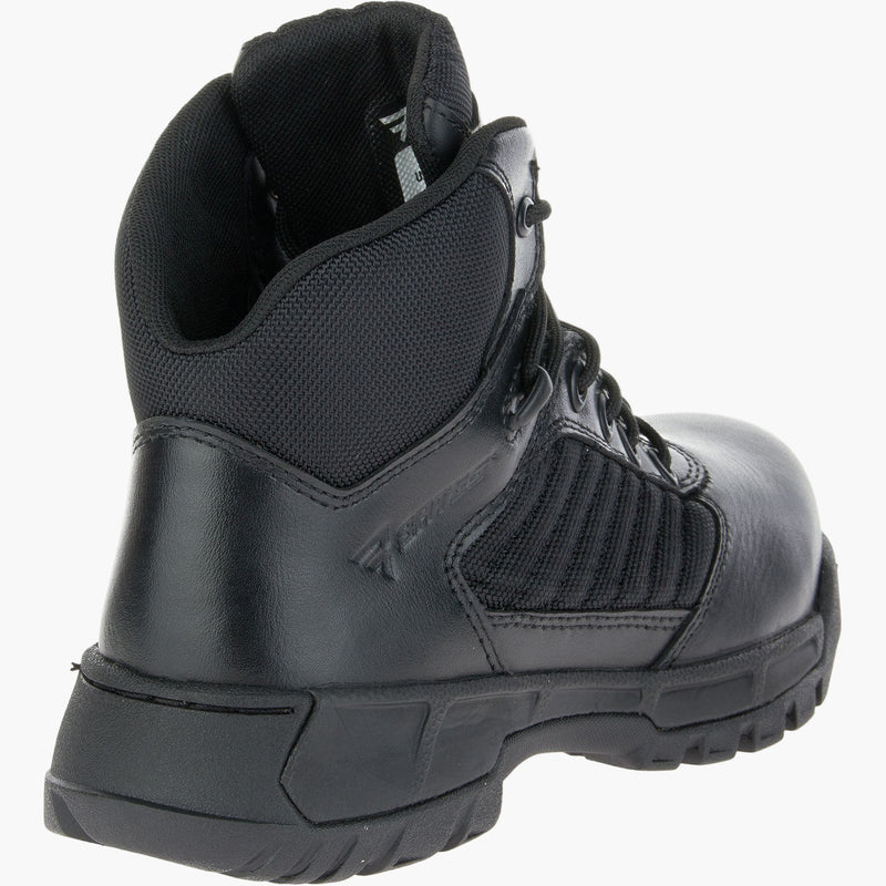 Black tactical boot on a white background
