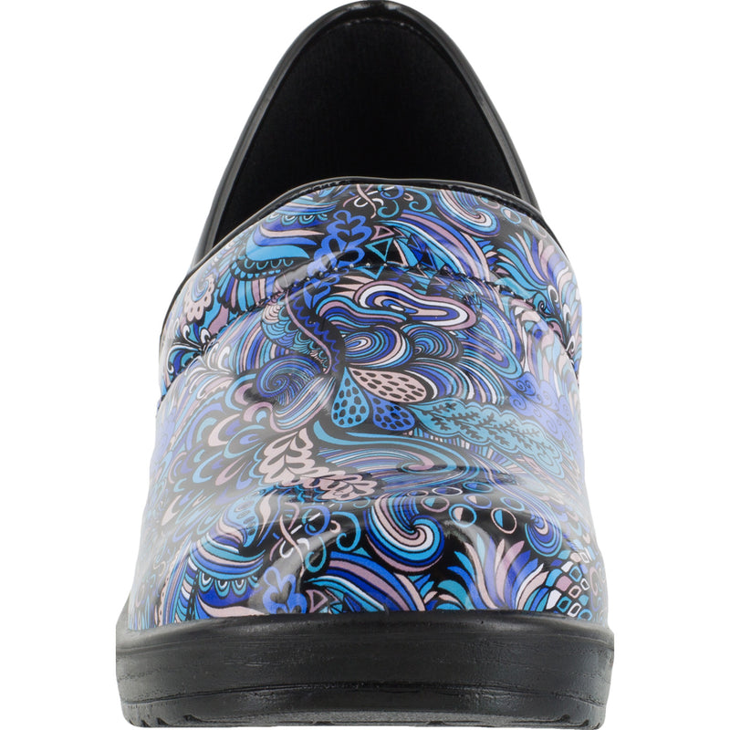 Easy WORKS by Easy Street Lyndee Blue Pop Women's Slip-Resistant Patent Slip-On Work Shoe - front