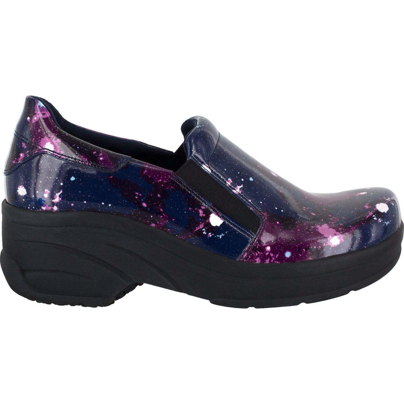 Easy WORKS by Easy Street Appreciate Purple Celestial Women's Slip-Resistant Patent Slip-on Shoe - profile