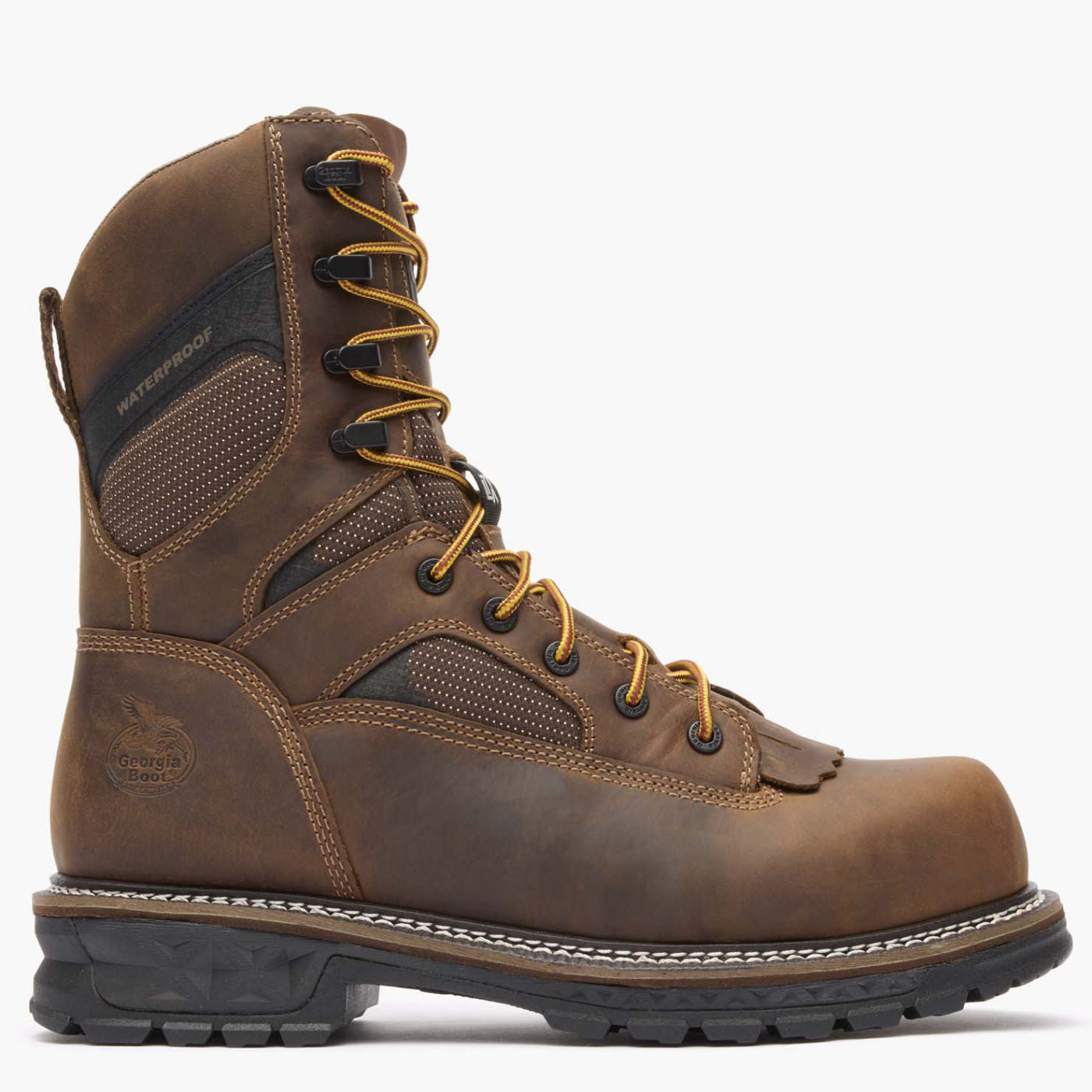 Georgia Boot Stivali Da Lavoro Uomo AMP LT – Pelle Pieno Fiore, Impermeabili, Antiscivolo (Marrone)