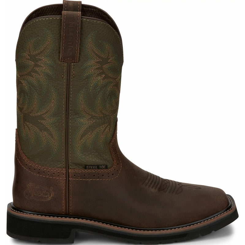 Justin Work Men's Steel Toe Electrical Hazard Pull-On Western Work Boot - profile