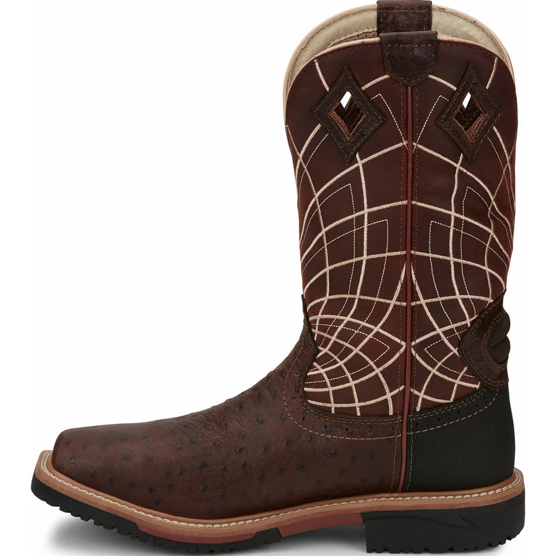 Justin Work Hybred® Derrickman Ostrich Men's Composite Toe Electrical Hazard Waterproof Work Boots - profile
