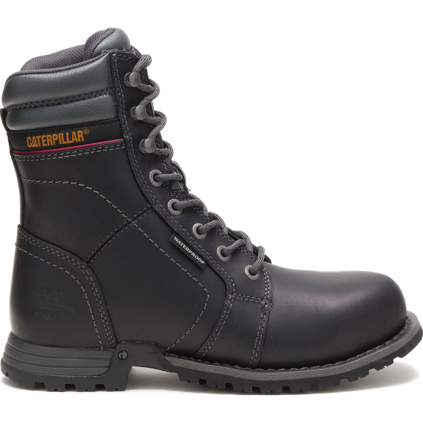 Cat Echo Women's 8-inch Steel Toe Electrical Hazard Waterproof Leather Work Boot - profile