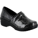 Easy WORKS by Easy Street Lyndee Black Raindrops Women's Slip-Resistant Patent Slip-On Work Shoe - main