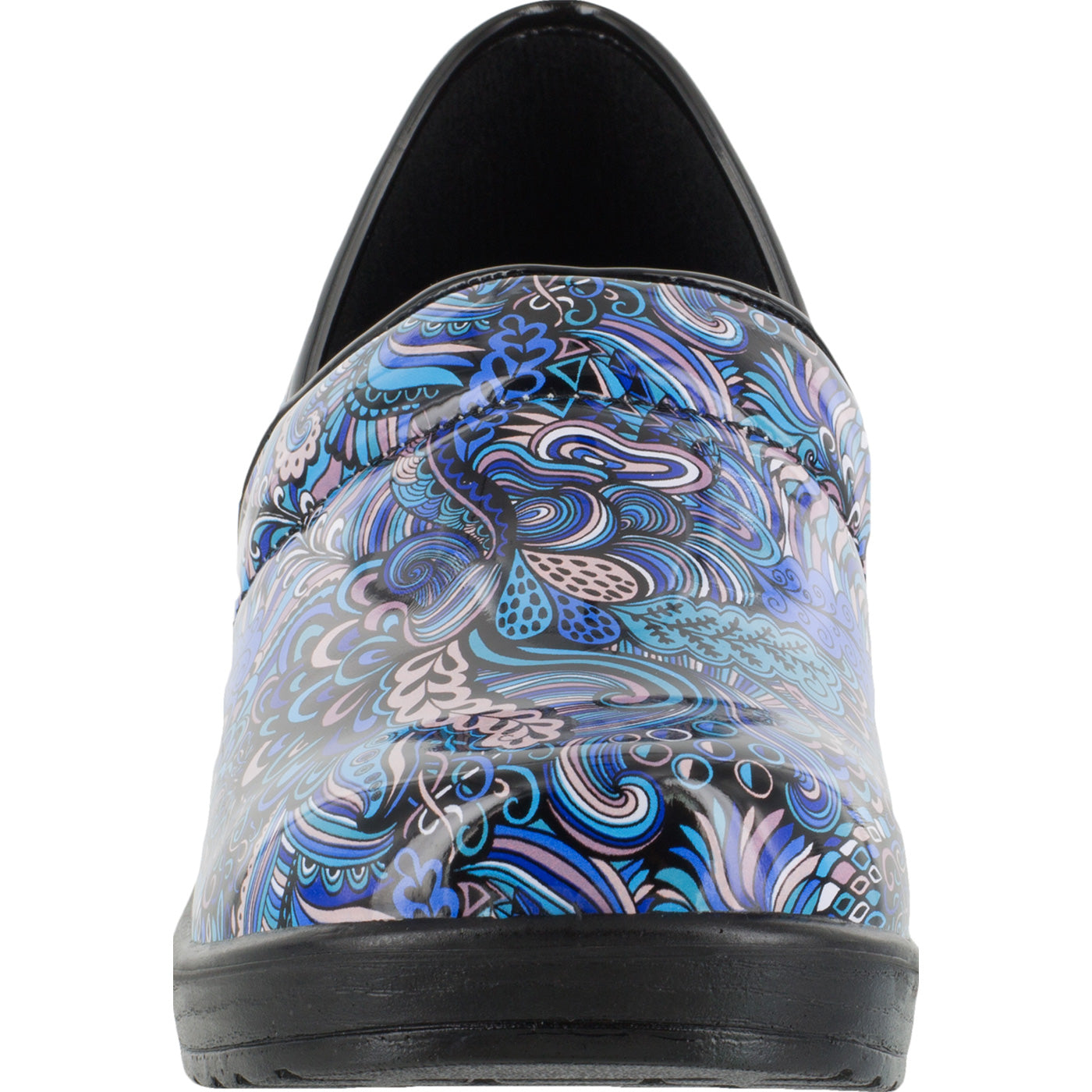 Easy WORKS by Easy Street Lyndee Blue Pop Women's Slip-Resistant Patent Slip-On Work Shoe - front