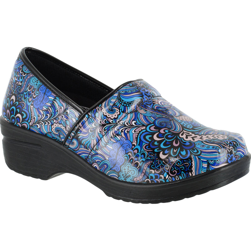 Easy WORKS by Easy Street Lyndee Blue Pop Women's Slip-Resistant Patent Slip-On Work Shoe - main