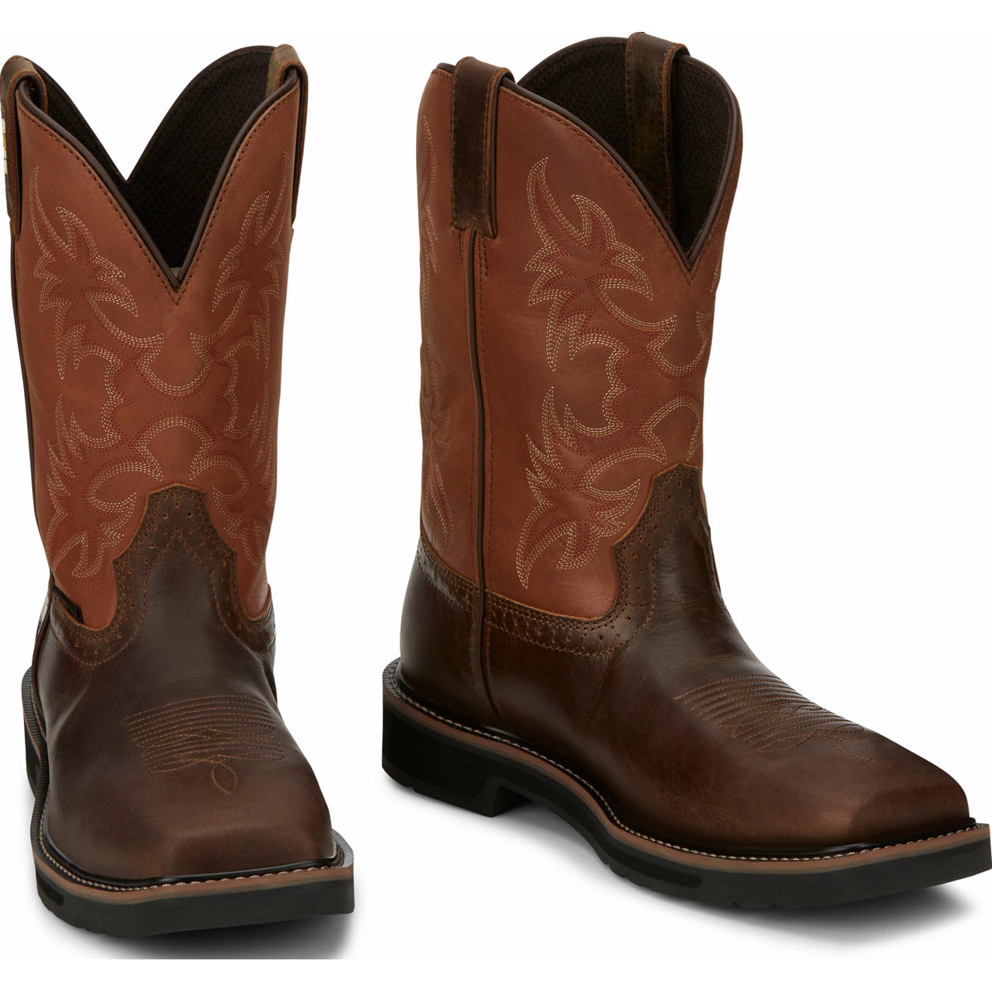 Justin Work Actuator Men's Composite Toe Static-Dissipative Western Pull-On Work Boot - front