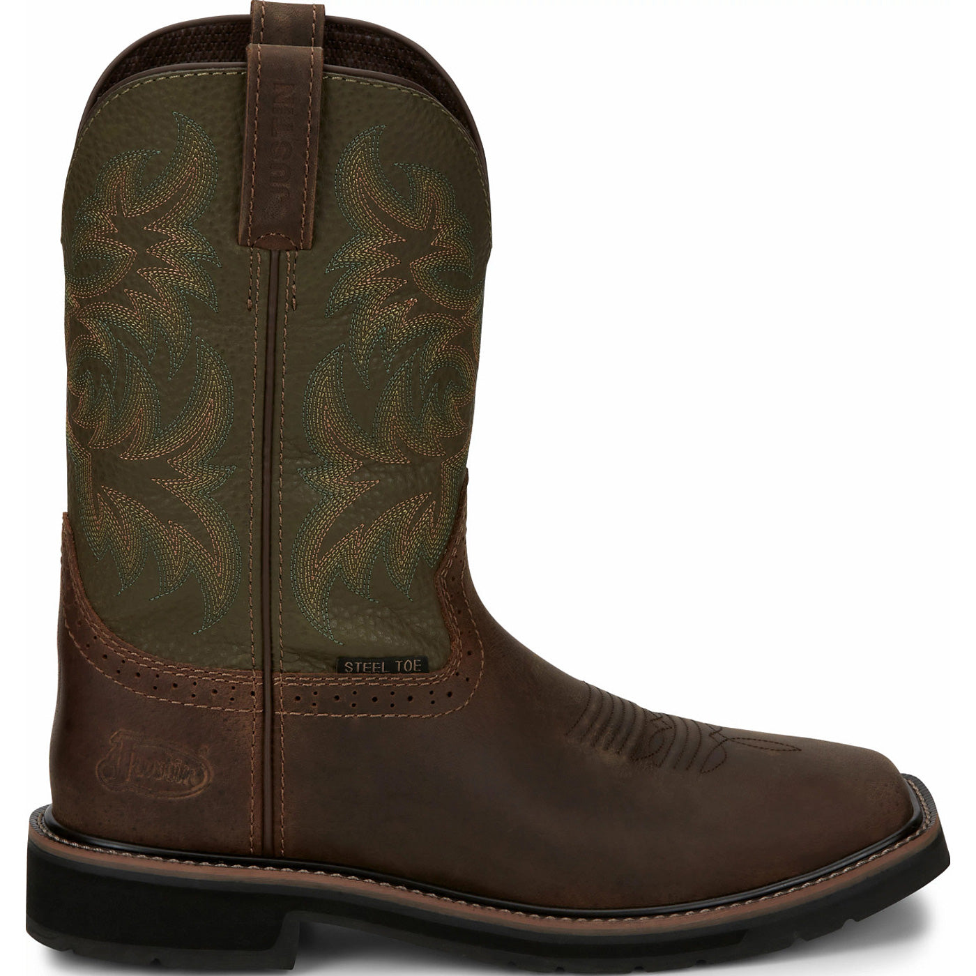 Justin Work Men's Steel Toe Electrical Hazard Pull-On Western Work Boot - profile