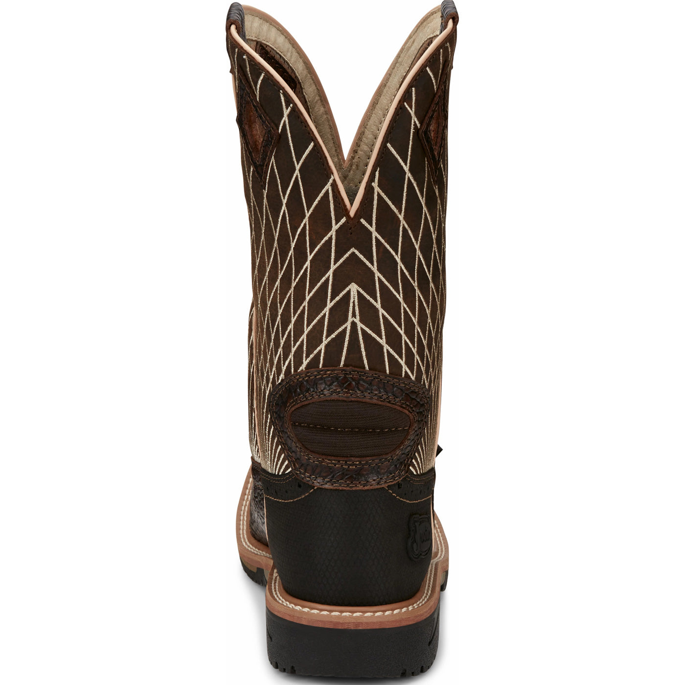 Justin Work Hybred® Derrickman Croc Print Men's Composite Toe Electrical Hazard Pull-on Western Work Boots - back