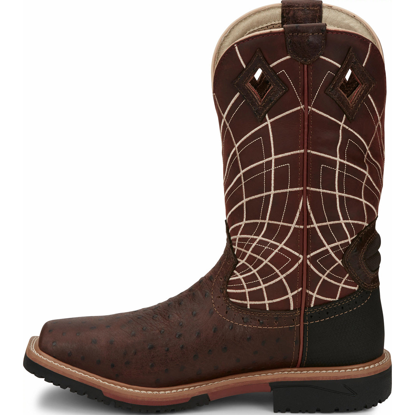 Justin Work Hybred® Derrickman Ostrich Men's Composite Toe Electrical Hazard Waterproof Work Boots - profile