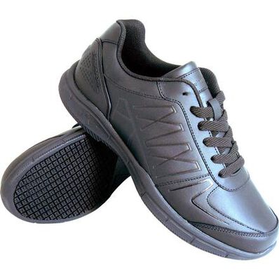 Black 7.5 Men's Slip-Resistant Hook and Loop Work Shoes