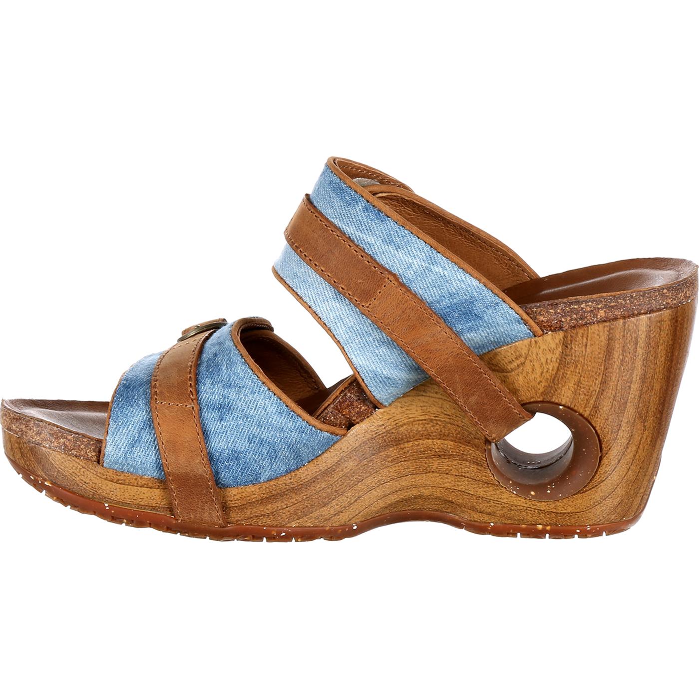 Women's Comfort Blue Denim Sandal: Rocky 4EurSole Splendor