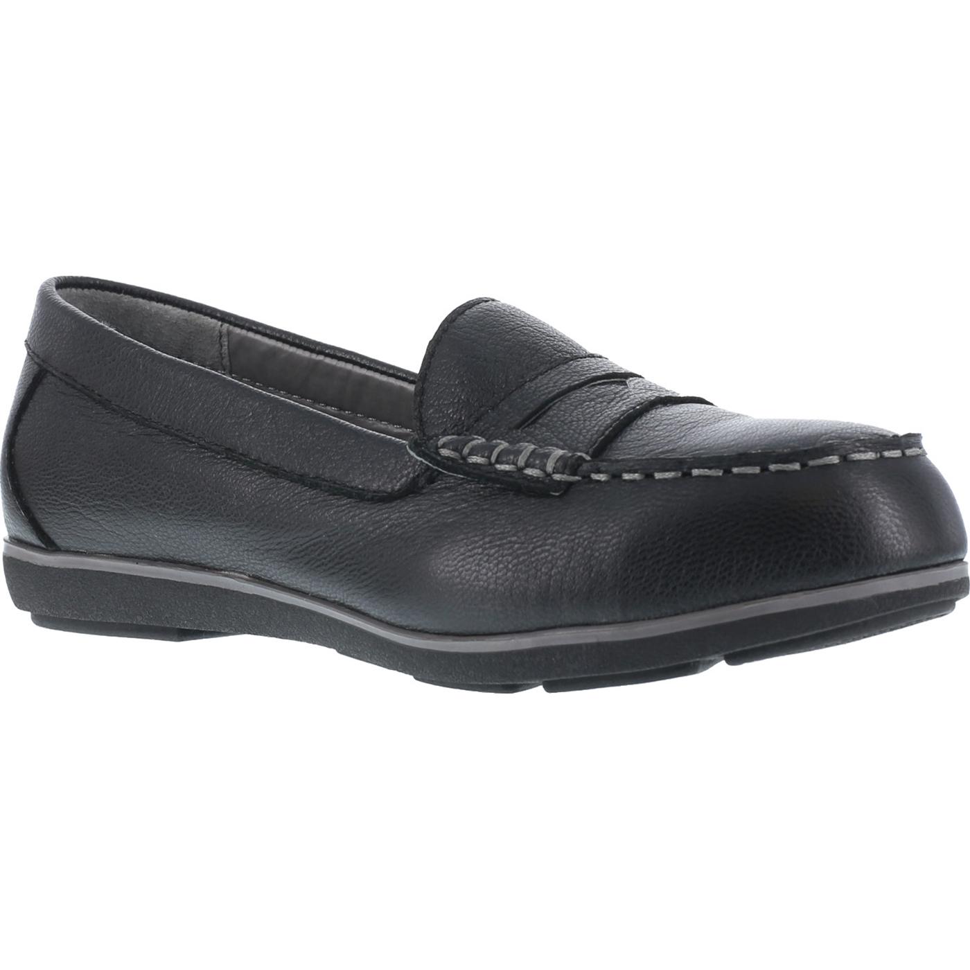 Women s Steel Toe SD Black Penny Loafer Rockport Top Shore